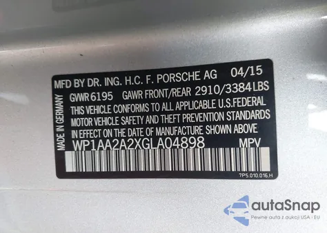 2016 Porsche Cayenne from USA, damaged, VIN WP1AA2A2XGLA04898